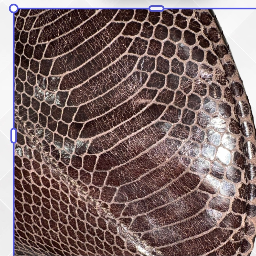 Elegant Furla Chocolate Brown Python Leather Tote… - image 3